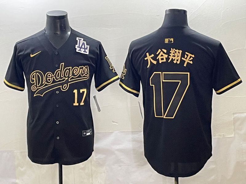 Men 2025 Los Angeles Dodgers #17 Ohtani Black Gold Five generations Nike MLB Jersey style 6->los angeles dodgers->MLB Jersey